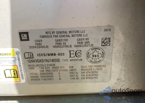 2017 Chevrolet Traverse 1Lt z USA, uszkodzony, nr VIN 1GNKVGKD1HJ146505